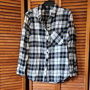 GAP Women's Blue and Gray Button Down Shirt